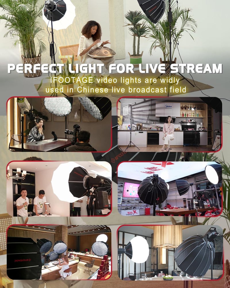 IFOOTAGE LED Video Light 70W SL1 60DN Daylight Photography Lighting,5600k Continuous Output Lighting,Portable Video Lighting for Video Recording,Studio,App Control,with Carry Bag - Image 4