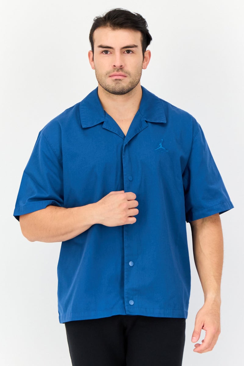 Air Jordan Men Sportswear Fit Short Sleeve Outdoor Polo, Blue  - Image 1