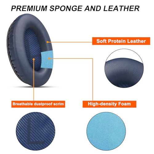 GEVO Premium Replacement Ear Pads for Bose QC35 & QC35ii Headphones by GEVO- Comfortable Adaptive Memory Foam and Extra Durable - Fits QuietComfort 35 & 35ii / SoundLink 1&2 AE（Over-Ear（Blue） - Image 4