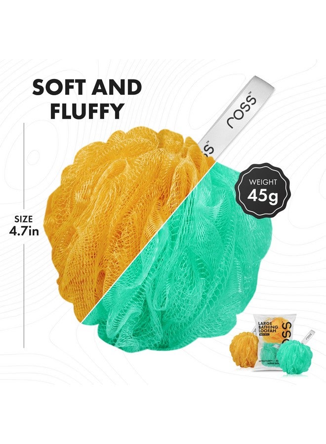 ross Large Bath Loofah Sponge Scrubber Exfoliator for High Lather Cleansing (Orange and Aqua) - Image 4
