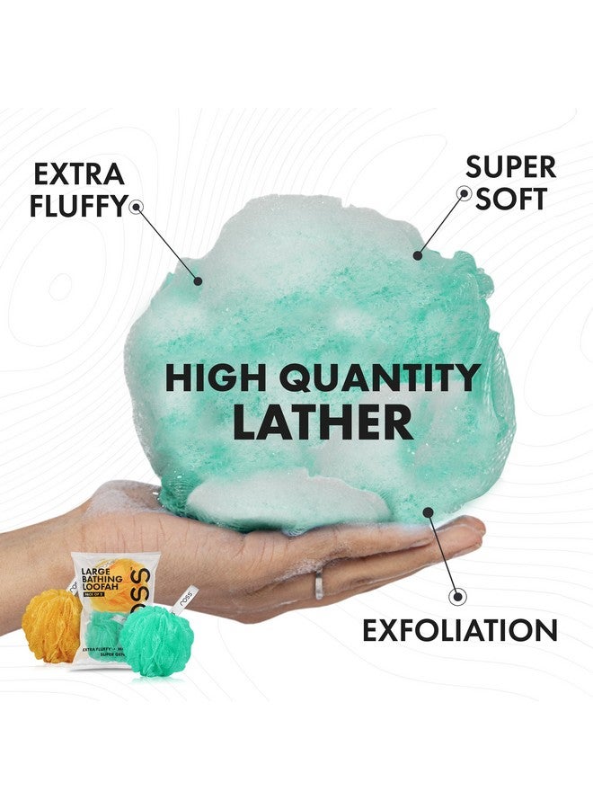 ross Large Bath Loofah Sponge Scrubber Exfoliator for High Lather Cleansing (Orange and Aqua) - Image 3