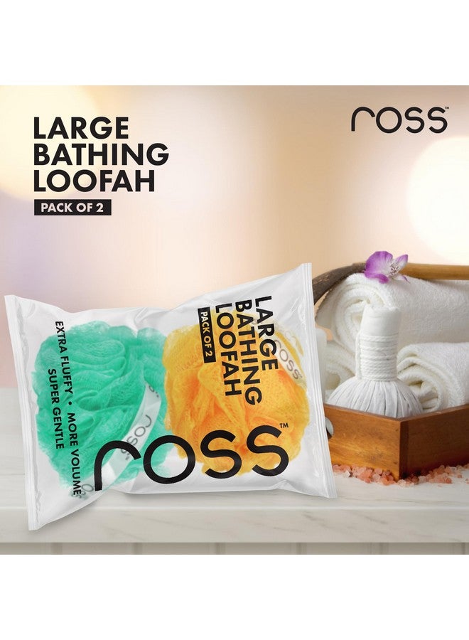 ross Large Bath Loofah Sponge Scrubber Exfoliator for High Lather Cleansing (Orange and Aqua) - Image 5