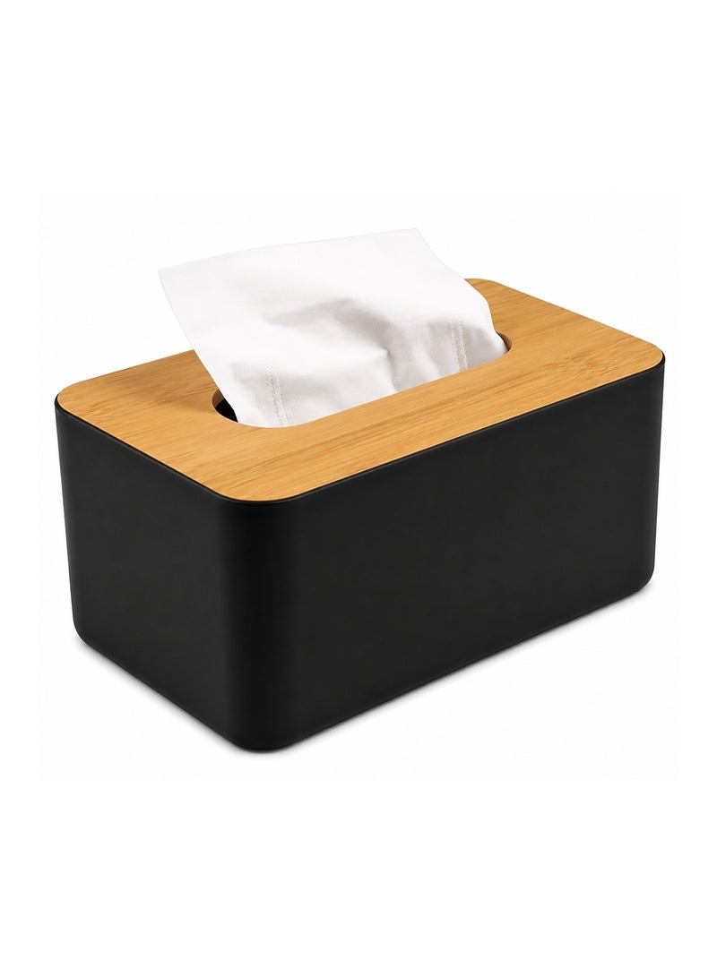 Multifunctional tissue box with lid – stylish desktop organizer – black - Image 1