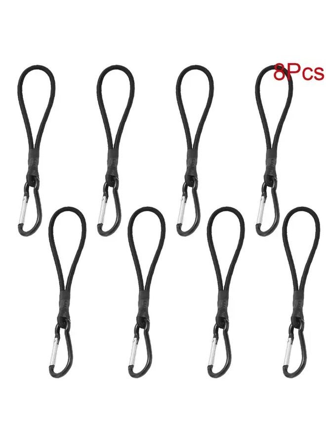 Black 8pcs Elastic Cord with Snap Hooks Durable Stretch Tent Rope for Outdoor Camping - Image 1
