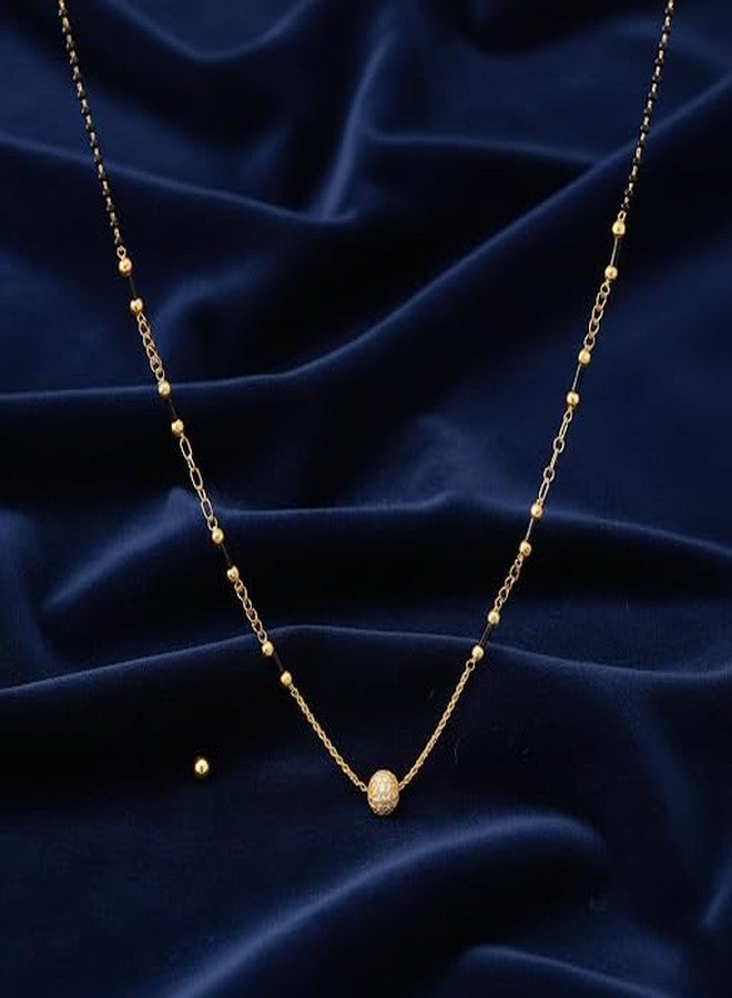 Cart Log مانجالسوترا بتصميم أنيق من كارت لوج | سلسلة أحادية الطبقة | قلادة مطلية بالذهب خفيفة الوزن | تصميم عصري مناسب للمكتب | خرز تقليدي - Image 5