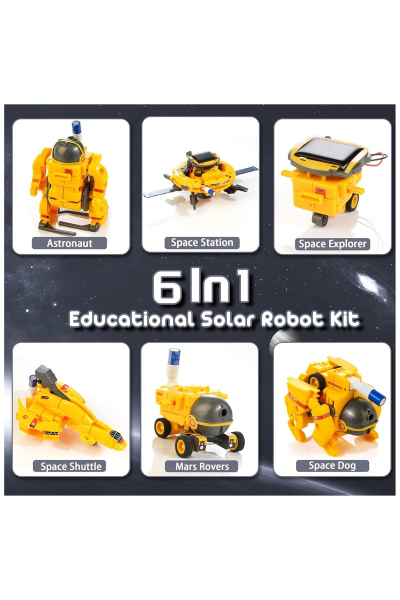 NYVIO 6-in-1 Solar Robot Kit for Kids Ages 8-12 – STEM Educational DIY Robotics Toy – Science Experiment Solar-Powered Space Projects (Yellow) - Image 2