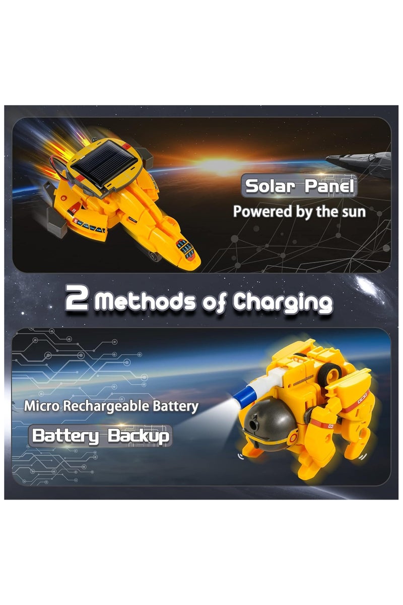 NYVIO 6-in-1 Solar Robot Kit for Kids Ages 8-12 – STEM Educational DIY Robotics Toy – Science Experiment Solar-Powered Space Projects (Yellow) - Image 3