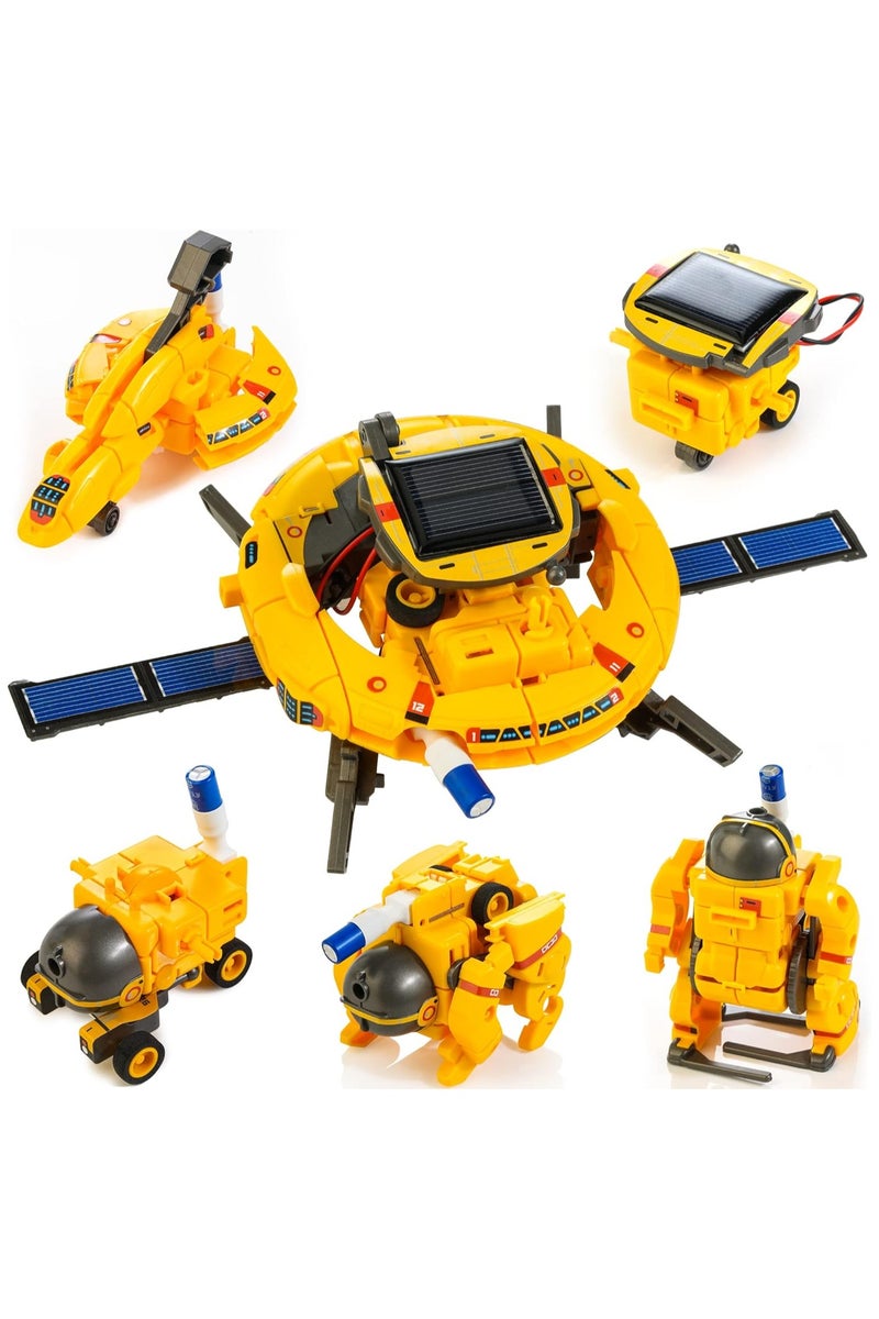 NYVIO 6-in-1 Solar Robot Kit for Kids Ages 8-12 – STEM Educational DIY Robotics Toy – Science Experiment Solar-Powered Space Projects (Yellow) - Image 1