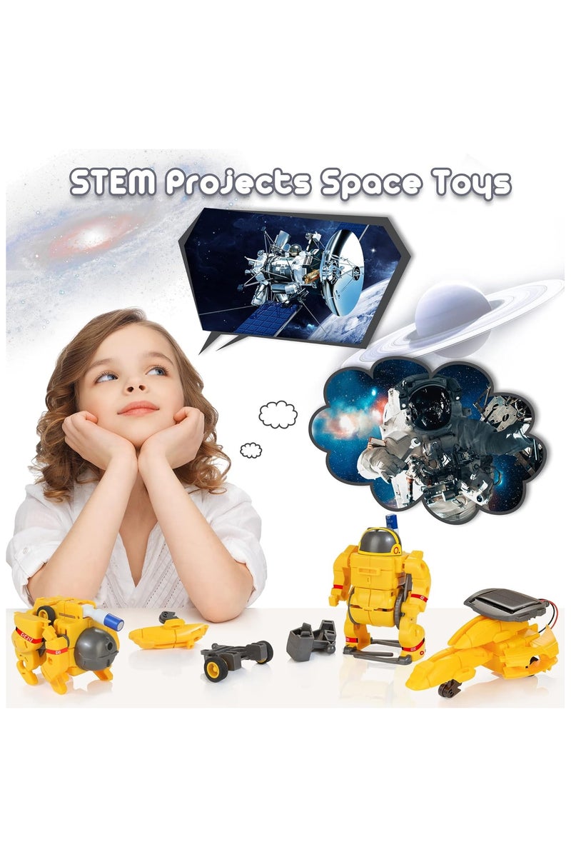 NYVIO 6-in-1 Solar Robot Kit for Kids Ages 8-12 – STEM Educational DIY Robotics Toy – Science Experiment Solar-Powered Space Projects (Yellow) - Image 4