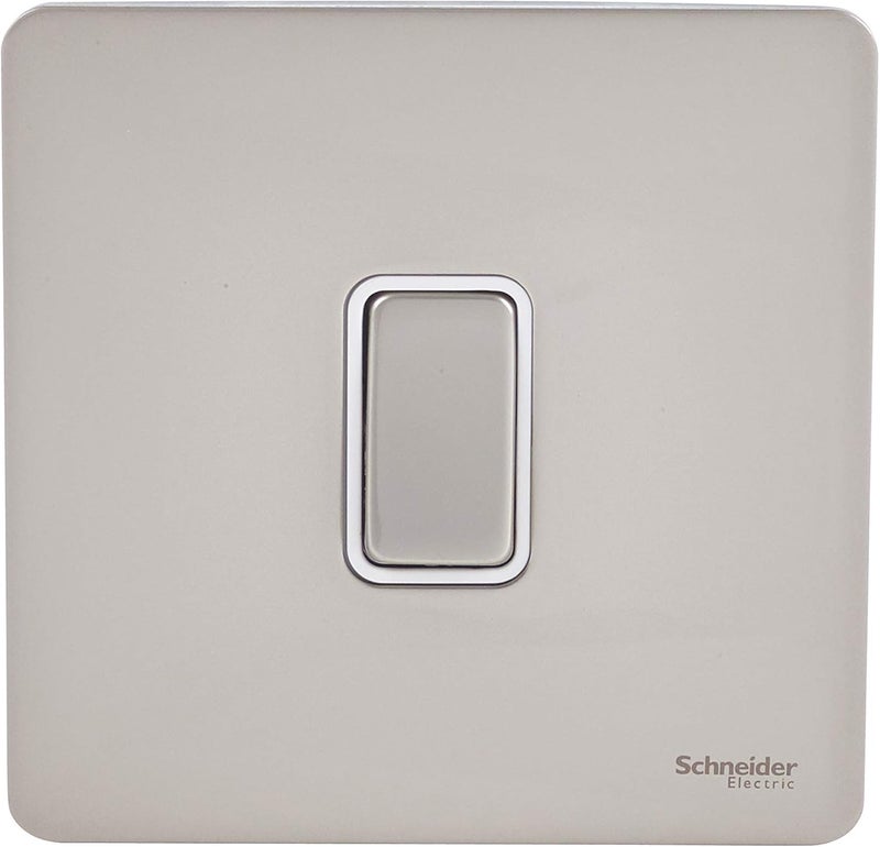 Schneider Electric Ultimate Screwless Rocker Switch - Pearl Nickel - Image 1