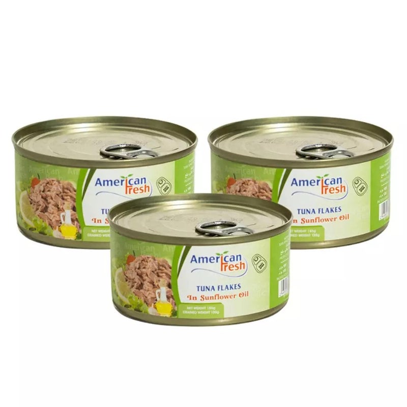 American Fresh Tuna Flakes In Sunflower Oil- 3X185gms