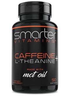 SmarterVitamins 200mg Caffeine Pills - MCT Oil from 100% Coconuts + 100mg L-Theanine, Advanced Energy, Clean Focus and Perfect Clarity + All Natural Smooth Extended Release  - Image 1