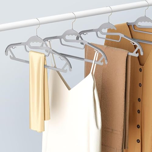 LivingBasics 6 Pcs Clothes Hangers for Wardrobe | Non-Slip Space Saving Cloth Hanger with 360° Rotating Hook | Closet Organizing Durable Plastic Hangers for Shirts, T-Shirts, Dresses & Tops - Image 4