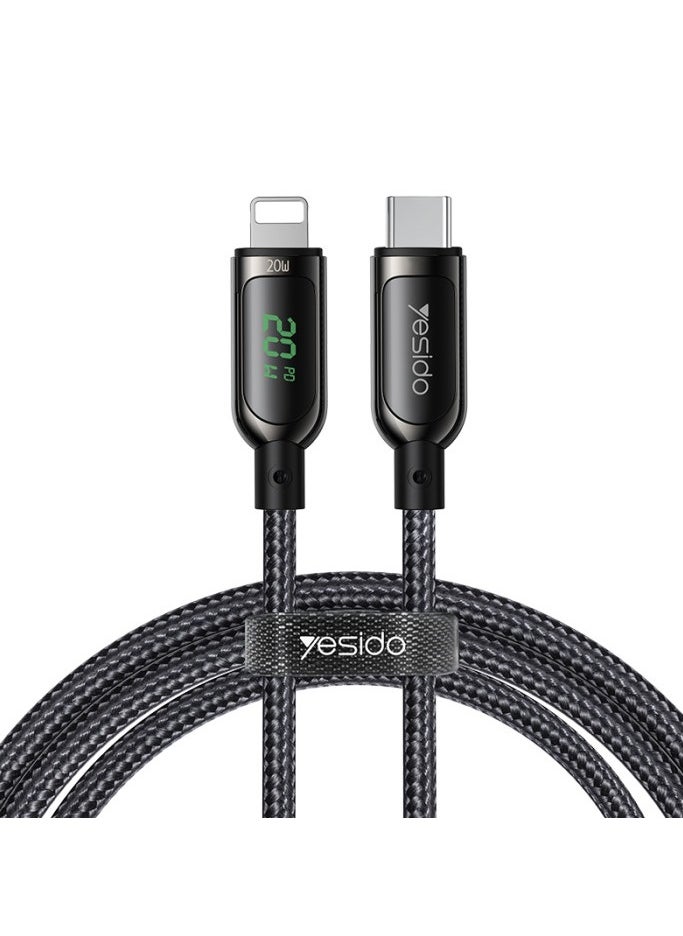 Yesido CA86 20W PD Ultra Fast iPhone Cable for iPhone 11, 12, 13, 10, 8 Series Black  - Image 1