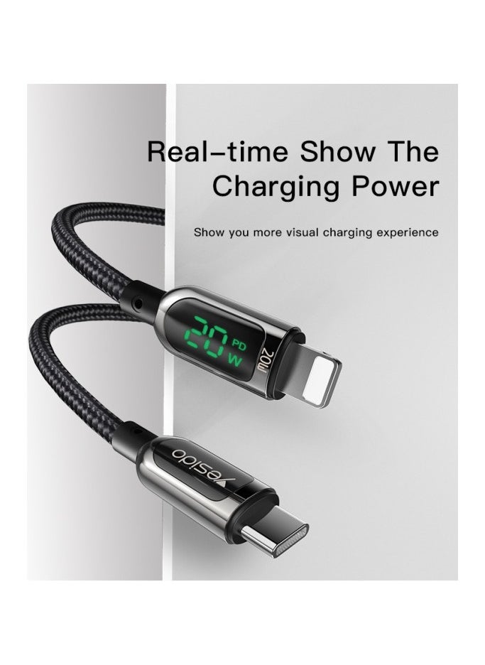 Yesido CA86 20W PD Ultra Fast iPhone Cable for iPhone 11, 12, 13, 10, 8 Series Black  - Image 3