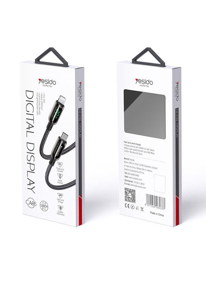 Yesido CA86 20W PD Ultra Fast iPhone Cable for iPhone 11, 12, 13, 10, 8 Series Black  - Image 5