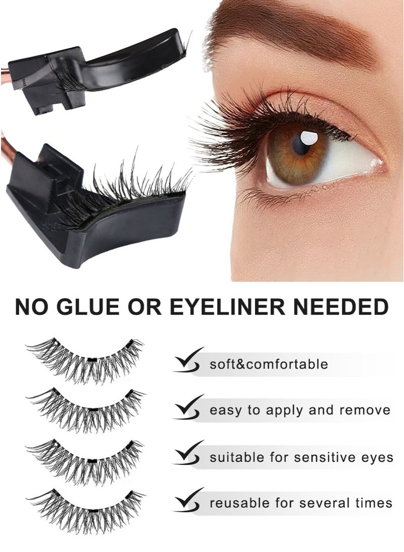 ميرتينج رموش مغناطيسية بمظهر طبيعي، 12 قطعة، رموش ثلاثية الأبعاد قابلة لإعادة الاستخدام ومقاومة للماء ومتينة مع ملقط، رموش بدون محدد عيون، لا حاجة إلى غراء - Image 3