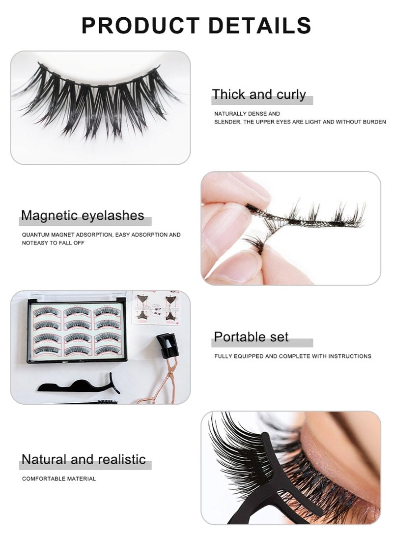 ميرتينج رموش مغناطيسية بمظهر طبيعي، 12 قطعة، رموش ثلاثية الأبعاد قابلة لإعادة الاستخدام ومقاومة للماء ومتينة مع ملقط، رموش بدون محدد عيون، لا حاجة إلى غراء - Image 4