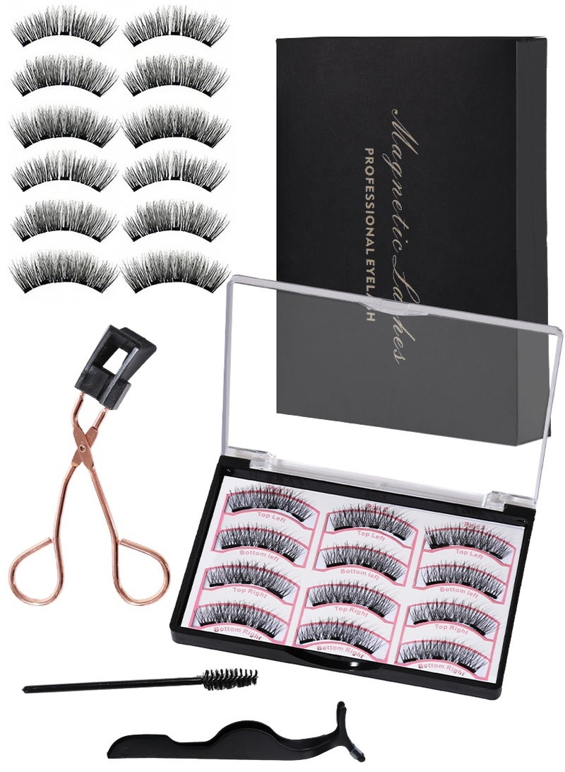 ميرتينج رموش مغناطيسية بمظهر طبيعي، 12 قطعة، رموش ثلاثية الأبعاد قابلة لإعادة الاستخدام ومقاومة للماء ومتينة مع ملقط، رموش بدون محدد عيون، لا حاجة إلى غراء - Image 2