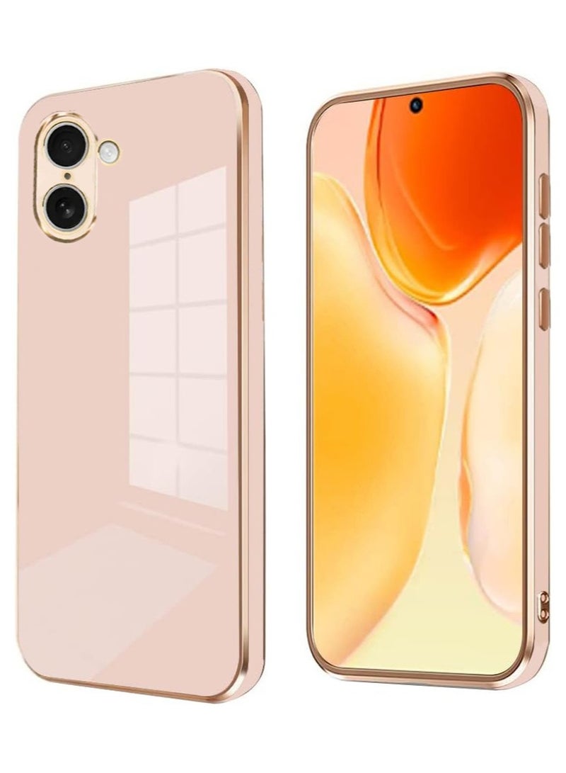 Compatible with Oneplus Nord CE5 cover, smooth veneer gold plated chrome,Pink Thin and smooth shock-proof full protection Oneplus Nord CE5 case -Pink - Image 1