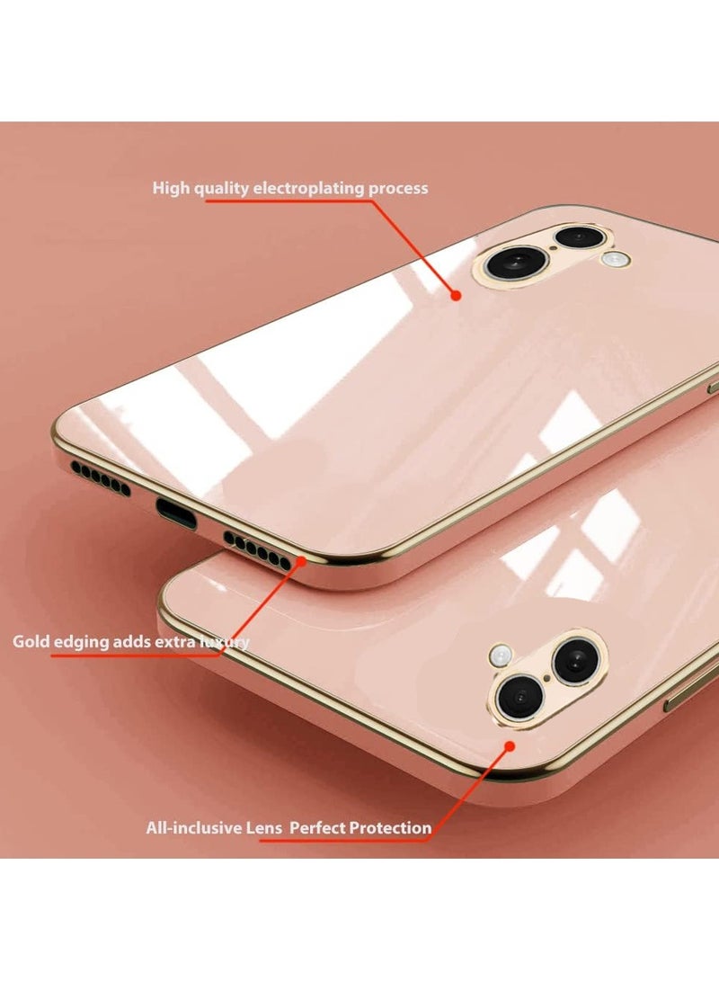 Compatible with Oneplus Nord CE5 cover, smooth veneer gold plated chrome,Pink Thin and smooth shock-proof full protection Oneplus Nord CE5 case -Pink - Image 4