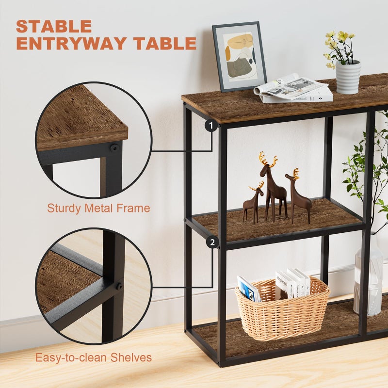 WOHOMO Console Table Small Entryway Table with Storage Shelves 30cm Narrow Sofa Table Modern Hallway - Image 3