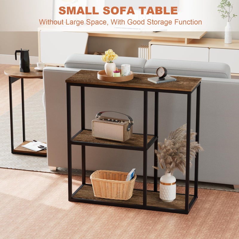 WOHOMO Console Table Small Entryway Table with Storage Shelves 30cm Narrow Sofa Table Modern Hallway - Image 5