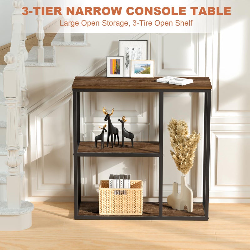 WOHOMO Console Table Small Entryway Table with Storage Shelves 30cm Narrow Sofa Table Modern Hallway - Image 4