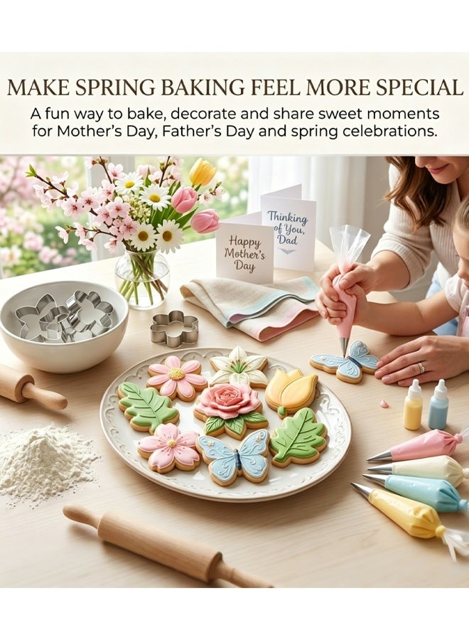 7 Piece Flower Leaf Butterfly Cookie Cutter Set, Daisy Lily Rose Tulip Oak Leaf Shapes, Stainless Steel Biscuit Fondant Cutters For Baking, Cake Decorating, DIY Pastry - Image 4