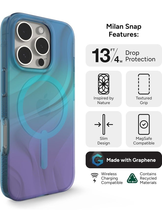 زاج Milan Snap Graphene-Reinforced Case, MagSafe Compatible, Anti-Yellowing, Slim Design, Secure Grip, Fashion-Forward, Shockproof Phone Back Cover (Deep Aurora, 16 pro) Deep Aurora - Image 3