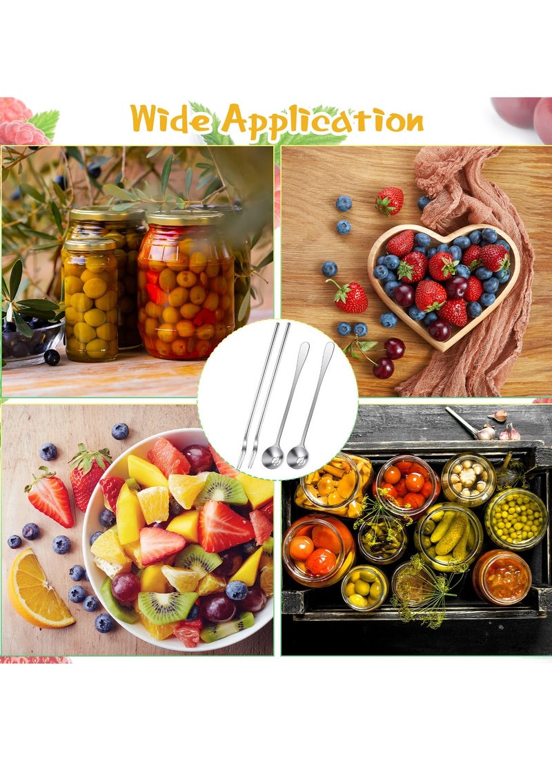 SYOSI - SYOSI 4 Pcs Pickle Fork and Olive Spoon Strainer, Stainless Steel Long Handle Pickle Fork and Olive Spoon Jars Serving Spoon and Fork Set with Drain Hole for Pickle Cucumber Arugula Caper - Image 1