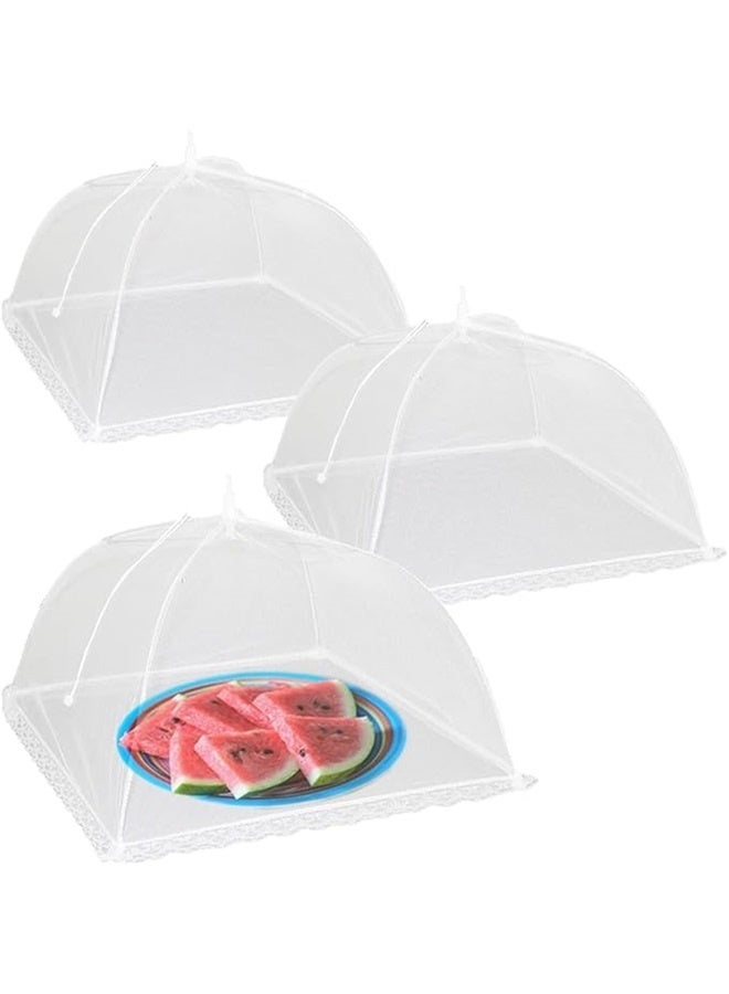3 Piece Mesh Screen Food Cover Tents, 3 Pack Large & Tall 17x17 Inches Pop-Up Mesh Food Covers Tent Umbrella for Outdoors, Reusable & Collapsible Picnic Accessories Outdoor Food Covers for Outdoor Parties, Picnics & BBQs  - Image 1