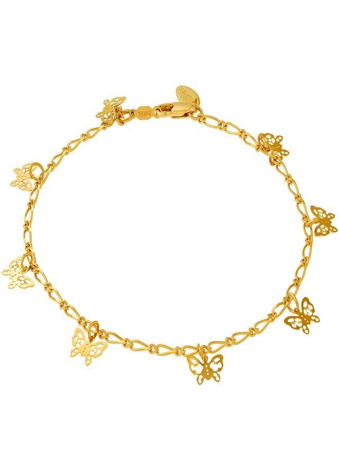 LIFETIME JEWELRY Butterfly Anklet for Women & Men 24k Gold Plated (11) - Image 1
