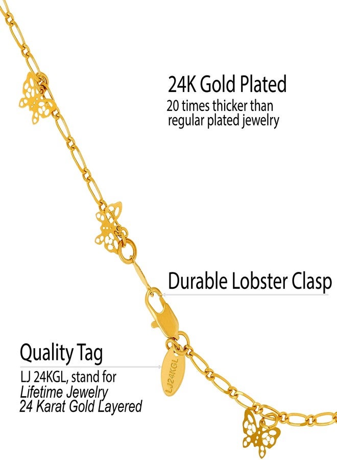 LIFETIME JEWELRY Butterfly Anklet for Women & Men 24k Gold Plated (11) - Image 4