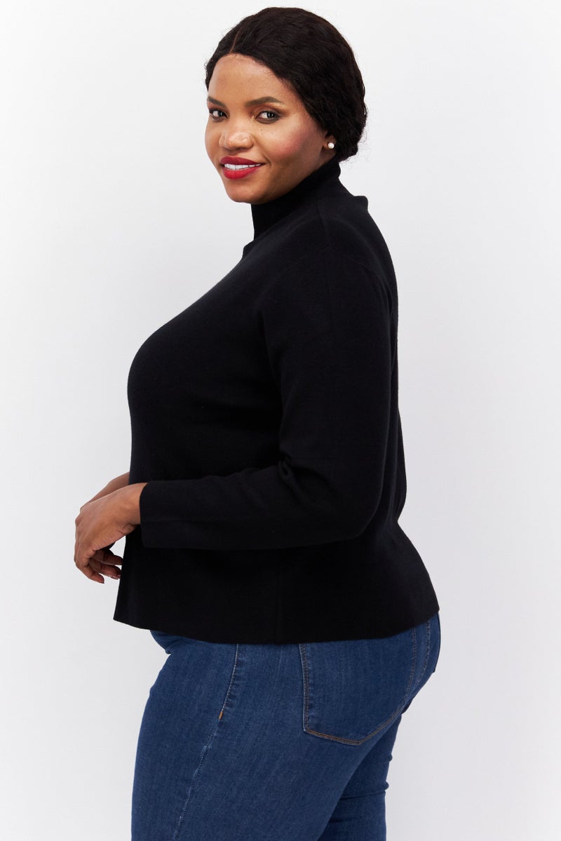 Fire & Glory Women Mock Neck Knitted Sweater, Black - Image 3