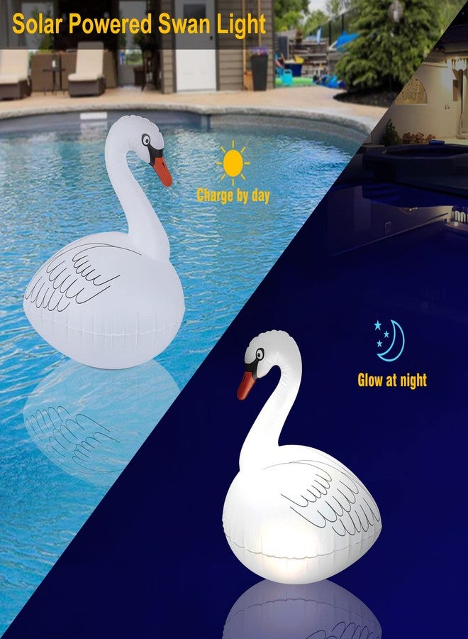 Goallim Swan Floating Pool Lights Solar Powered 4 PCS, Inflatable IP68 Waterproof Auto Color Changing Led Glow Swan Pool Lights, Bright Solar Swan Pool Lights Accessories for Pathway Yard Party Decor - Image 3