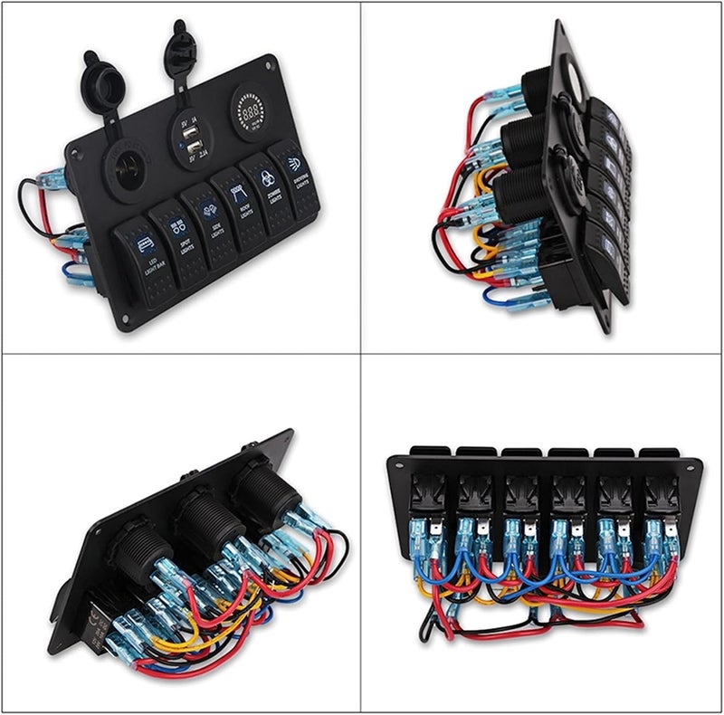 Wivplex 6 Gang Rocker Switch Panel with USB Charger - Image 2