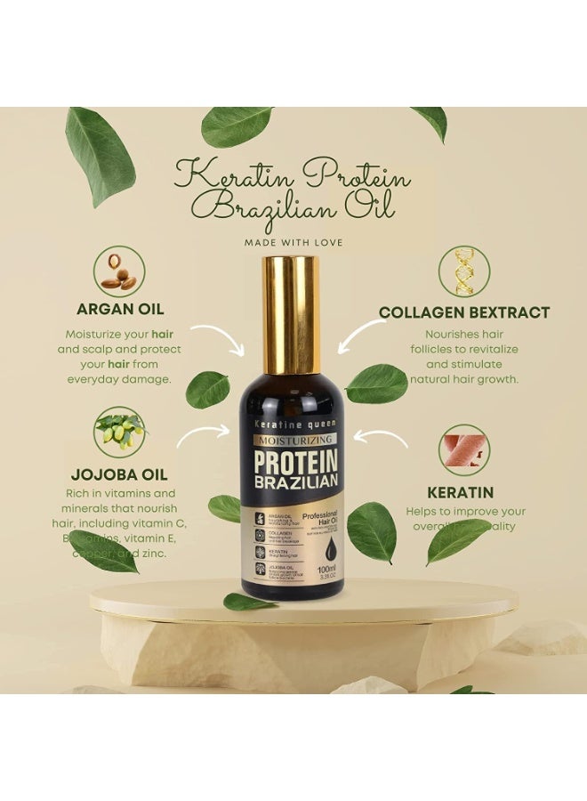 Keratine queen Hair care treatment Keratine Queen Moisturizing Protein Brazilian Hair Serum Dark 100ml - Image 4