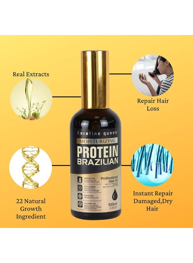 Keratine queen Hair care treatment Keratine Queen Moisturizing Protein Brazilian Hair Serum Dark 100ml - Image 3