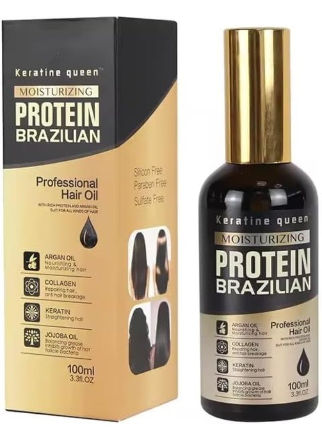 Keratine queen Hair care treatment Keratine Queen Moisturizing Protein Brazilian Hair Serum Dark 100ml - Image 1