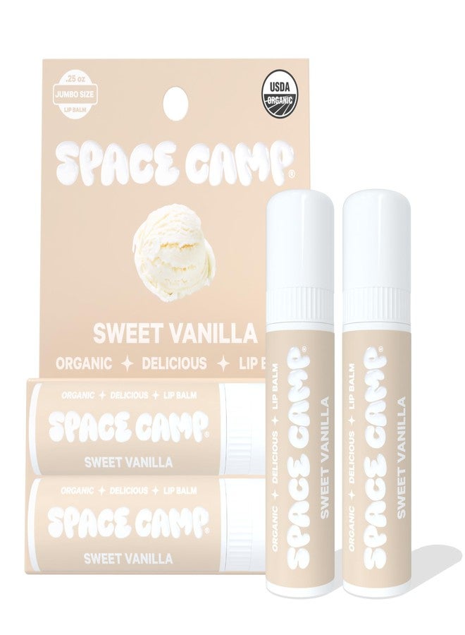 Space Camp Wellness Jumbo Lip Balm - Sweet Vanilla Organic Flavored Balm (2 Pack) - Image 1