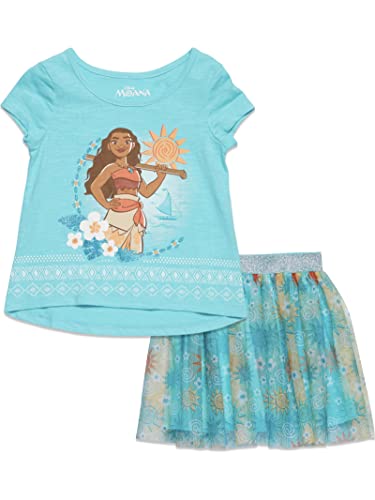 Disney Princess Moana Toddler Girls Graphic T-Shirt & Skirt Aqua 2T - Image 1