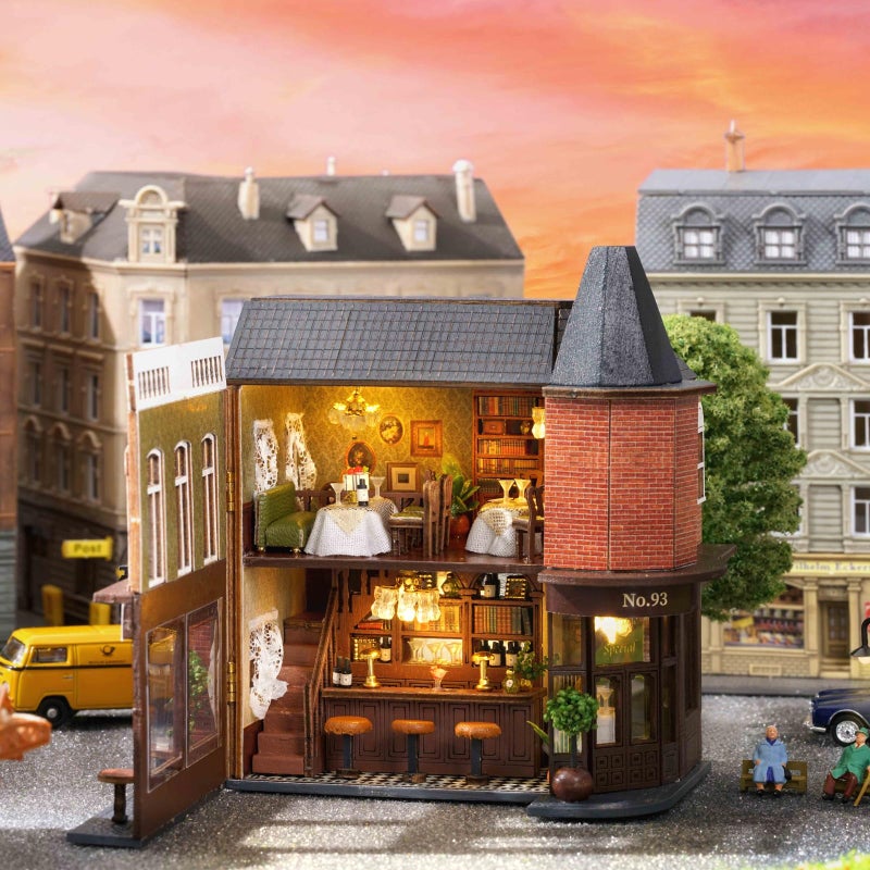 CUTEROOM DIY Miniature House Kit  CUTEROOM Wooden Dollhouse Kit Mini House Making Kit with Furnitures  DIY Dollhouse Kit Birthday Gift (Garden Restaurant)  D016-US - Image 4