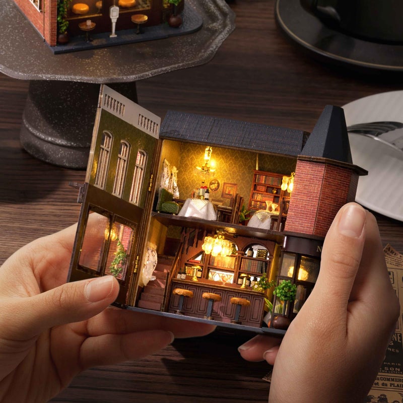 CUTEROOM DIY Miniature House Kit  CUTEROOM Wooden Dollhouse Kit Mini House Making Kit with Furnitures  DIY Dollhouse Kit Birthday Gift (Garden Restaurant)  D016-US - Image 5