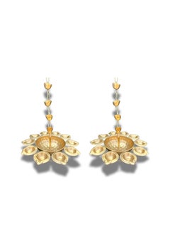 THE HOME NATIVE Home Native Lotus Shaped Hanging Urli Pot Set Elegant Metal Wall Hanging Diya and Tea Light Holder for Floating Candles Decorative With Side Wall Light and Stand 