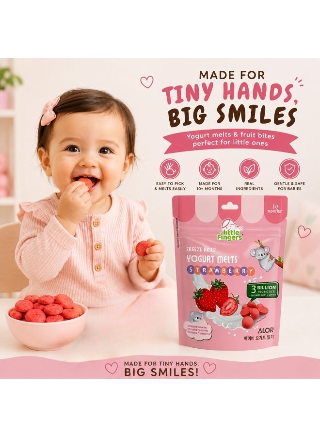 ألور سيجنتشر الإمارات العربية المتحدة زبادي "ليتل فينجرز" (Little Fingers) المجفف بالتجميد بنكهة الفراولة (15 جم) | وجبة خفيفة للرضع بالفراولة الحقيقية والبروبيوتيك | مناسب للأطفال من عمر 10 أشهر فما فوق - Image 3