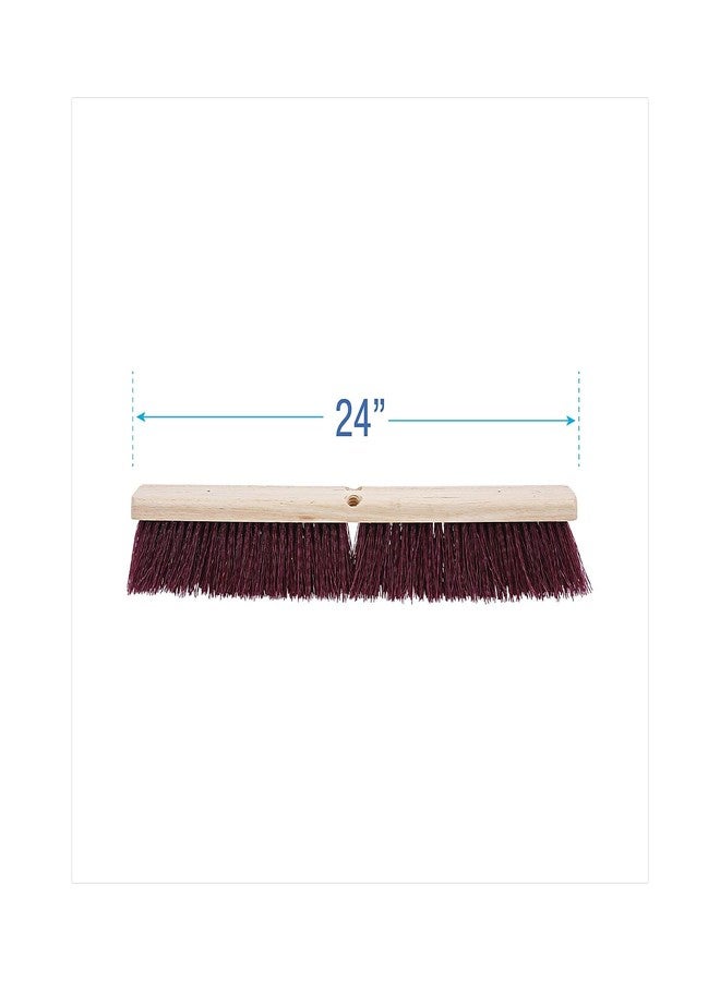 Boardwalk 20324 Floor Brush Head, 3 1/4" Maroon Stiff Polypropylene, 24" - Image 2