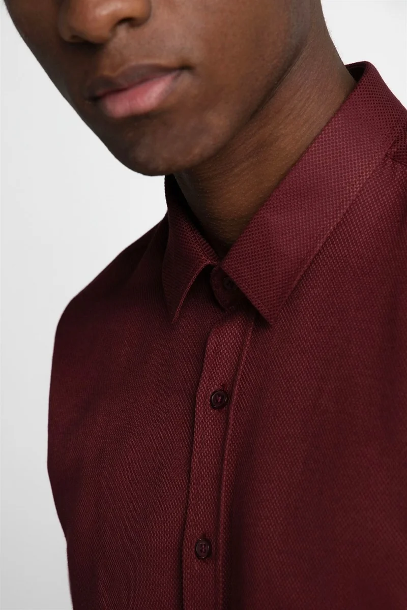 Tudors Modern Slim Fit Slim Fit Cotton Easy-Iron Dobby Men's Shirt