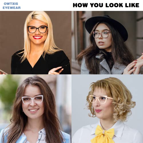 OWTXIS 4 Pack Oversized Cat-Eye Reading Glasses for Women, Lightweight Large Frame Fashion Readers +1.00 - Image 3