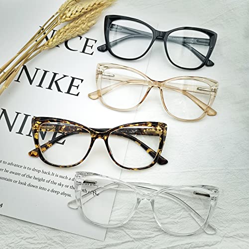 OWTXIS 4 Pack Oversized Cat-Eye Reading Glasses for Women, Lightweight Large Frame Fashion Readers +1.00 - Image 4